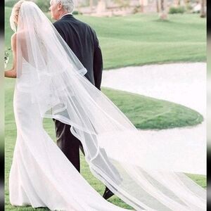 Elegant White Wedding Dress with Long Veil